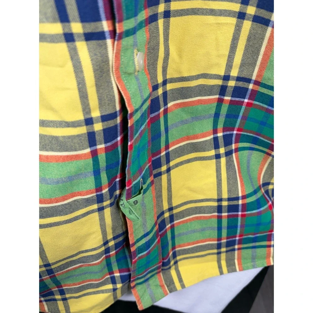 Polo Ralph Lauren Mens Classic Fit Button Down Shirt Yellow Green Plaid Size XL
